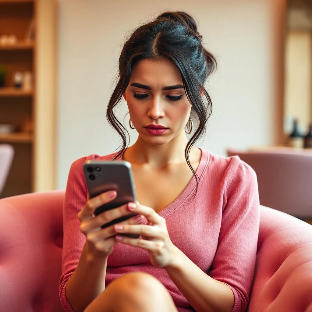 Cliente insegura tentando agendar um serviço de beleza online